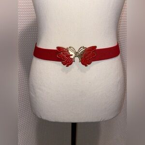 Women’s VINTAGE stretchy red Butterfly belt fits waist from 26”‎ to 34”